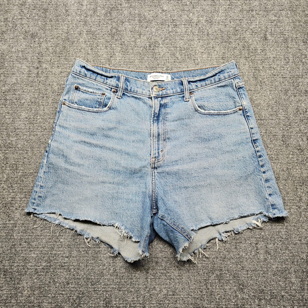 Abercrombie & Fitch The Dad Short High Rise Light Wash Denim Cutoff Size 32 14